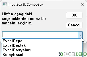 API ile Combo InputBox Oluşturma