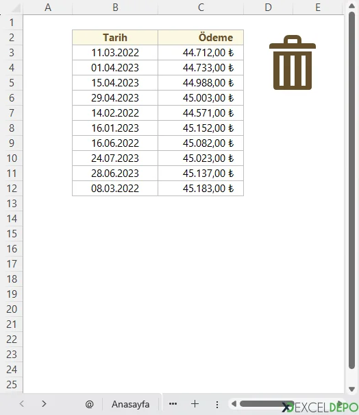Boş Hücreleri Silme