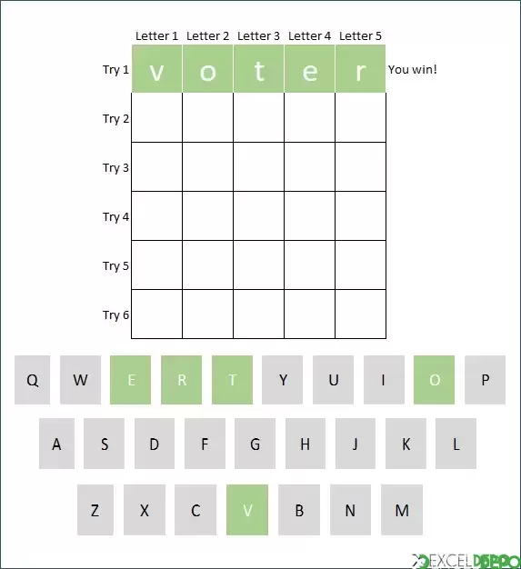 Excel ile Kelimelik Hile