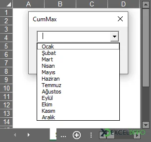 ComboBox Nesnesine AddItem Yöntemiyle Ayları Yazdırma