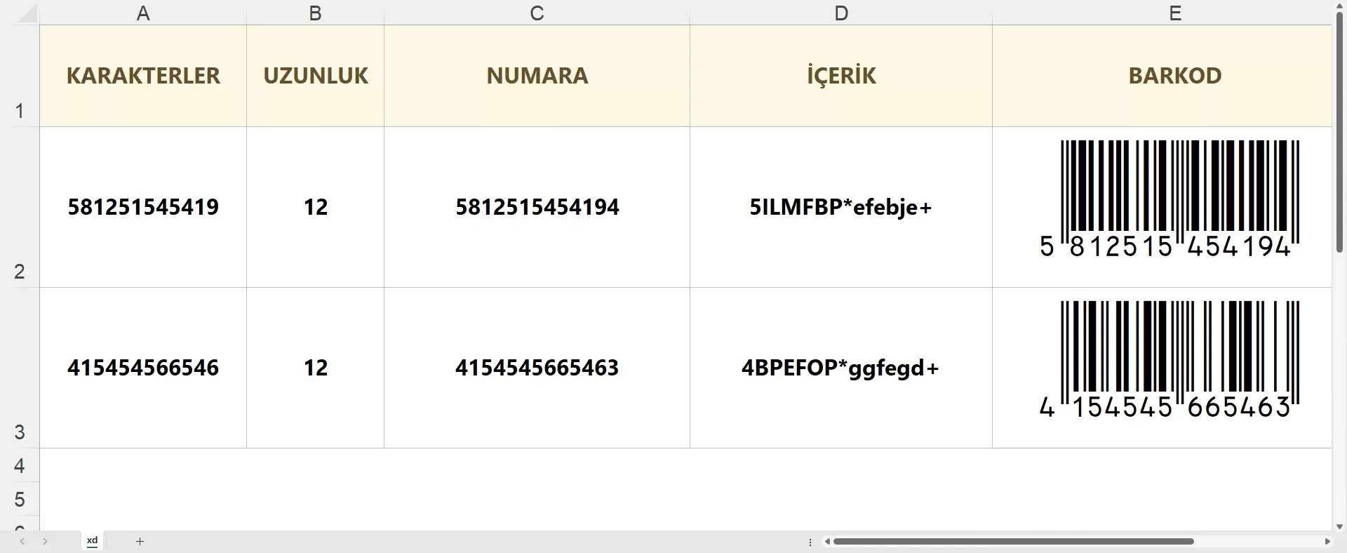 Excel Barkod Oluşturma