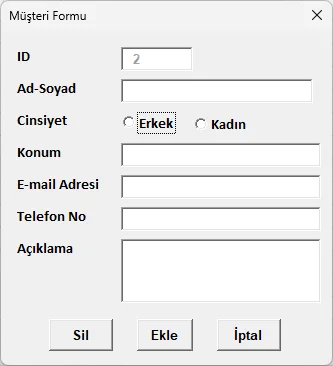 Müşteri Kartı Oluşturma