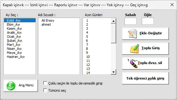 Öğrenci Devam Takip Etme