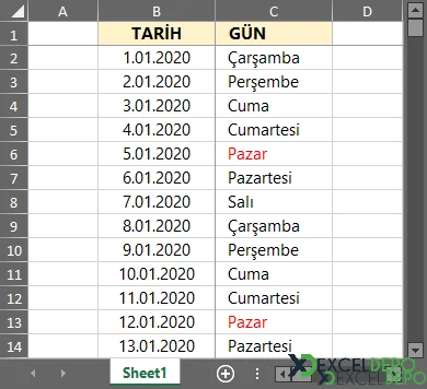 Pazar Günlerini Renklendirme