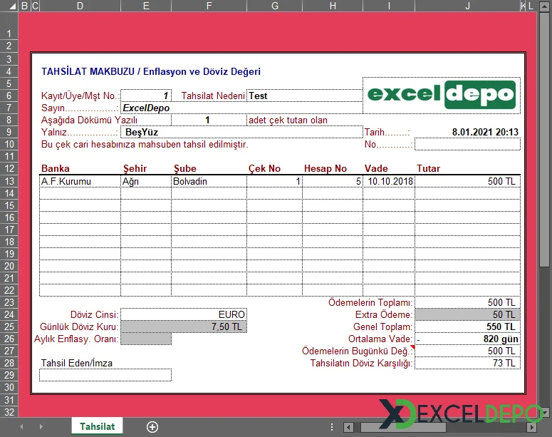 Tahsilat Tediye Makbuzu