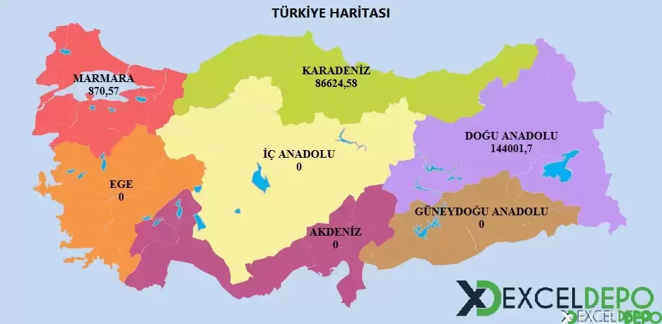 Çalışma Sayfasında Türkiye Haritası Oluşturma