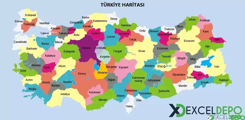 Çalışma Sayfasında Türkiye Haritası Oluşturma