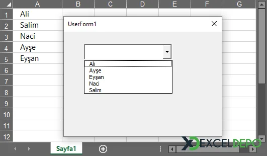 ComboBox Nesnesinde Alfabetik Olarak Veri Listeleme