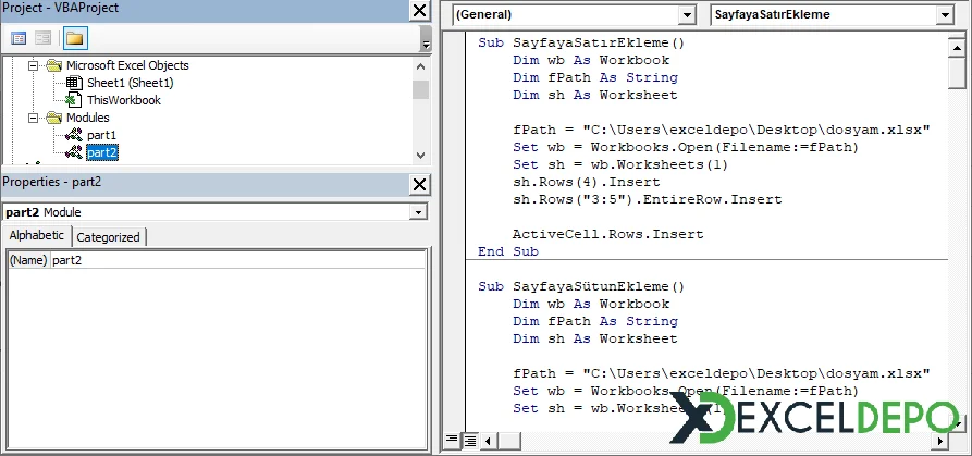 Hazır Excel Makro Örnekleri