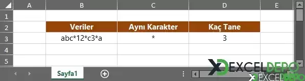 Hücredeki Aynı Değerleri Sayma