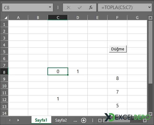 Sayfa Üzerindeki Formülleri Silme